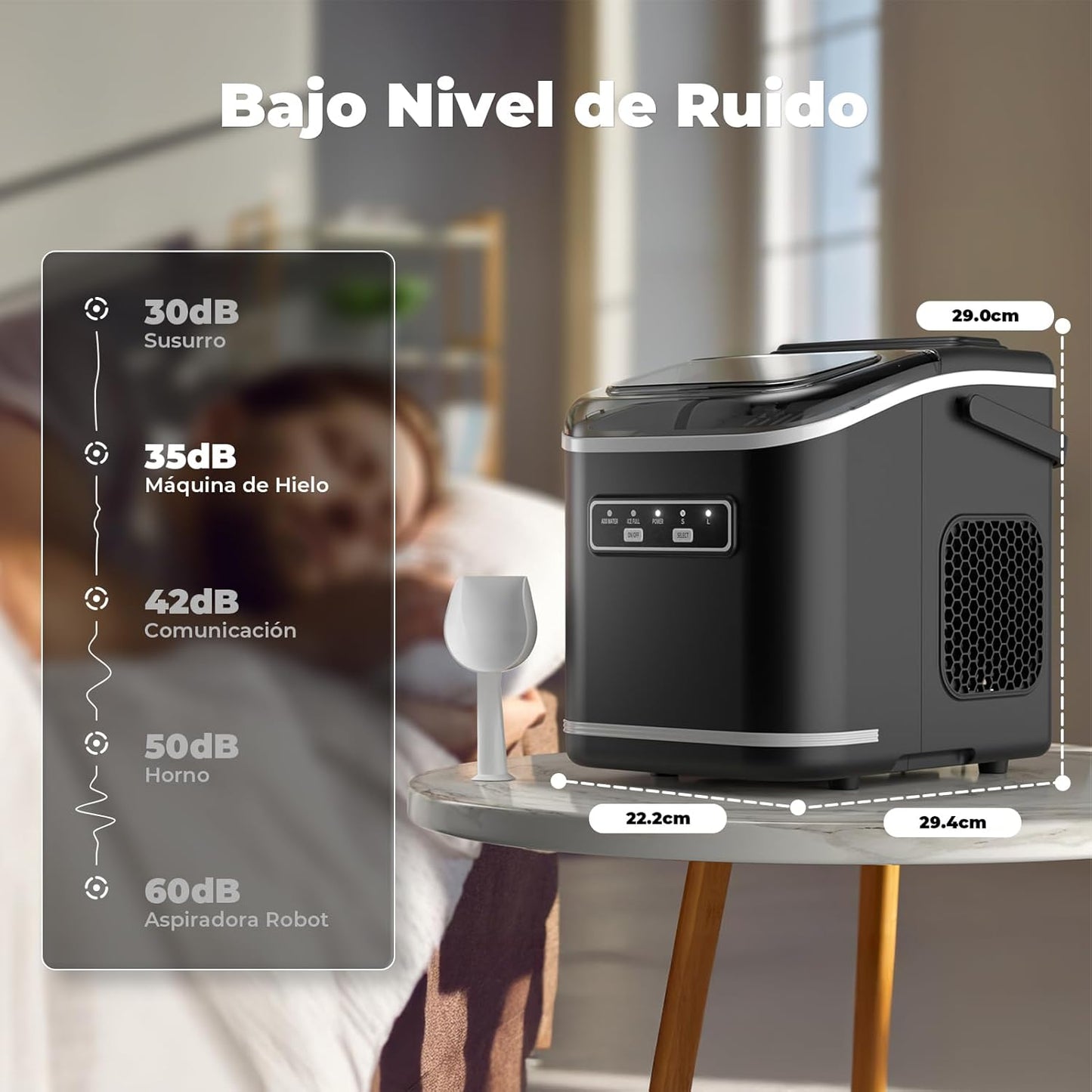 Máquinas de fazer gelo, Acmeenjoy 12 kg/24 h máquina de gelo para bancada, gelo em 6-8 minutos, máquina de gelo portátil e auto-limpeza com pega para casa / festa / cozinha / bar
