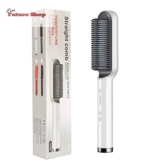 New 2 In 1 Hair Straightener Hot Comb Negative Ion Curling Tong Dual-purpose Electric Hair Brush - Rios Future Shop