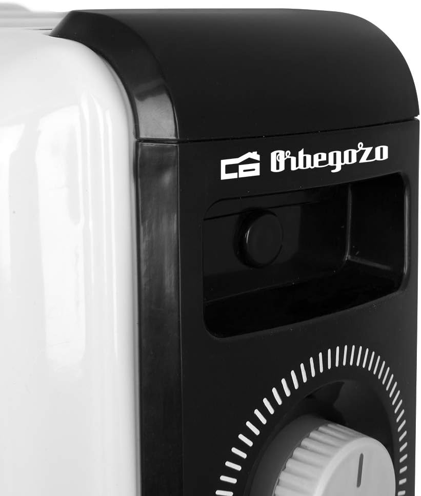 Orbegozo RF 2000, Radiador elétrico de baixo consumo, 2000 W, 3 potências de calor, 9 elementos, termostato regulável, proteção contra superaquecimento, rodas giratórias, cor branca
