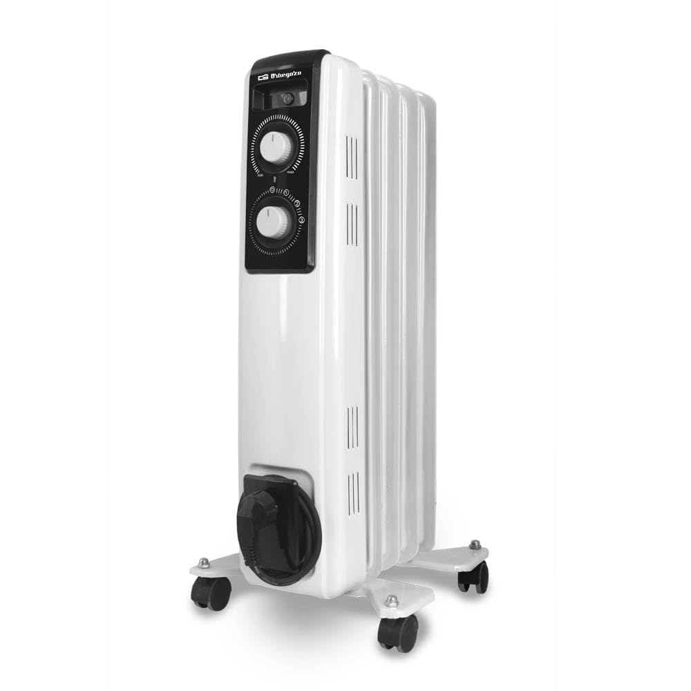 Orbegozo RF 2000, Radiador elétrico de baixo consumo, 2000 W, 3 potências de calor, 9 elementos, termostato regulável, proteção contra superaquecimento, rodas giratórias, cor branca