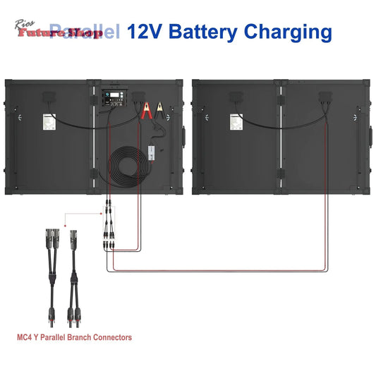 Power 100w 12v Portable Solar 2 Panel kit - Rios Future Shop