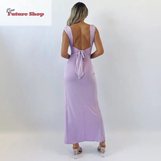 Sleeveless Slim Dress with Slit and Italian Design - Rios Future Shop