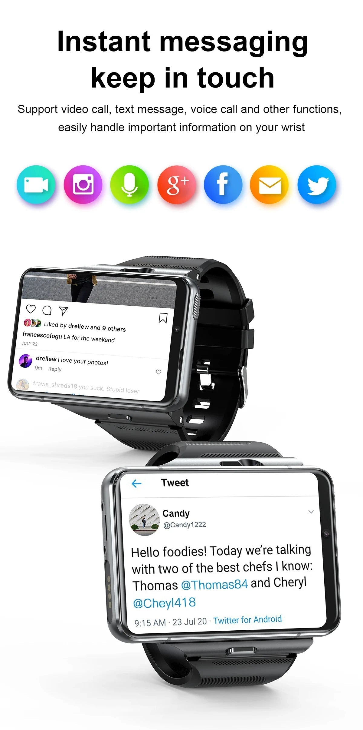Smart Watch Phone 4G LTE Android 9 4+64GB Smartwatch 2.88" Screen Men Watch 2300mAh Dual Camera Face Unlock GPS WIFI DSers