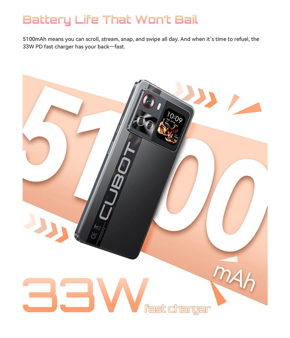 Smartphone 5G Cubot X100, Android 15, Dimensity 7025, 6nm, 2.5GHz,6.88-inch Screen,16GB(8+8),256GB, 64MP Camera, 5100mAh Battery DSersALIEXPRESS