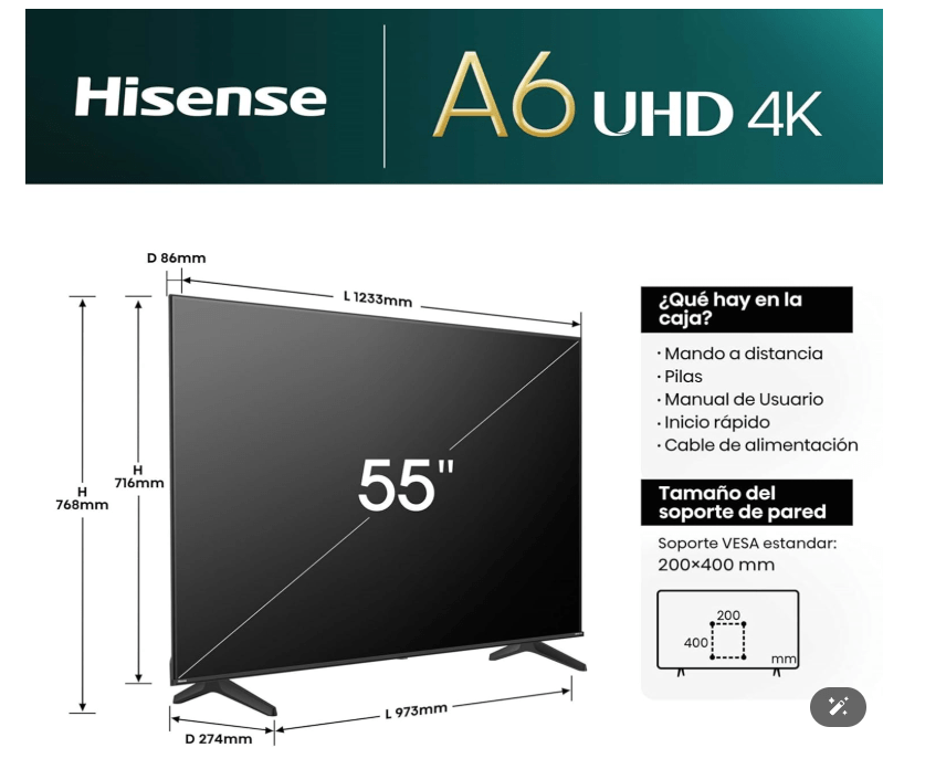 TV Hisense 55A6N - UHD 4K - Rios Future Shop