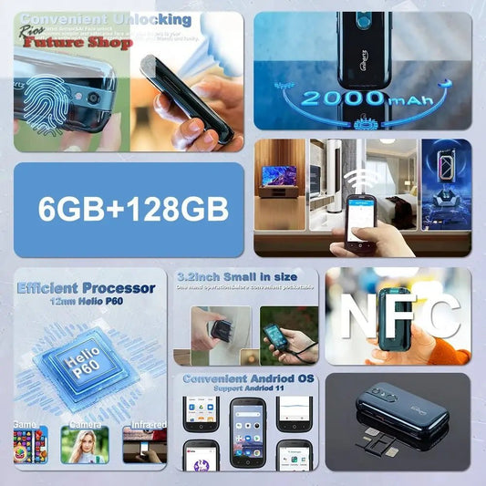 Unihertz Jelly 2 4 inch Mini Smartphone Android 11 Helio P60 Octa Core Unlocked 6GB 128GB NFC Cellphone 16MP Infrared Phone - Rios Future Shop