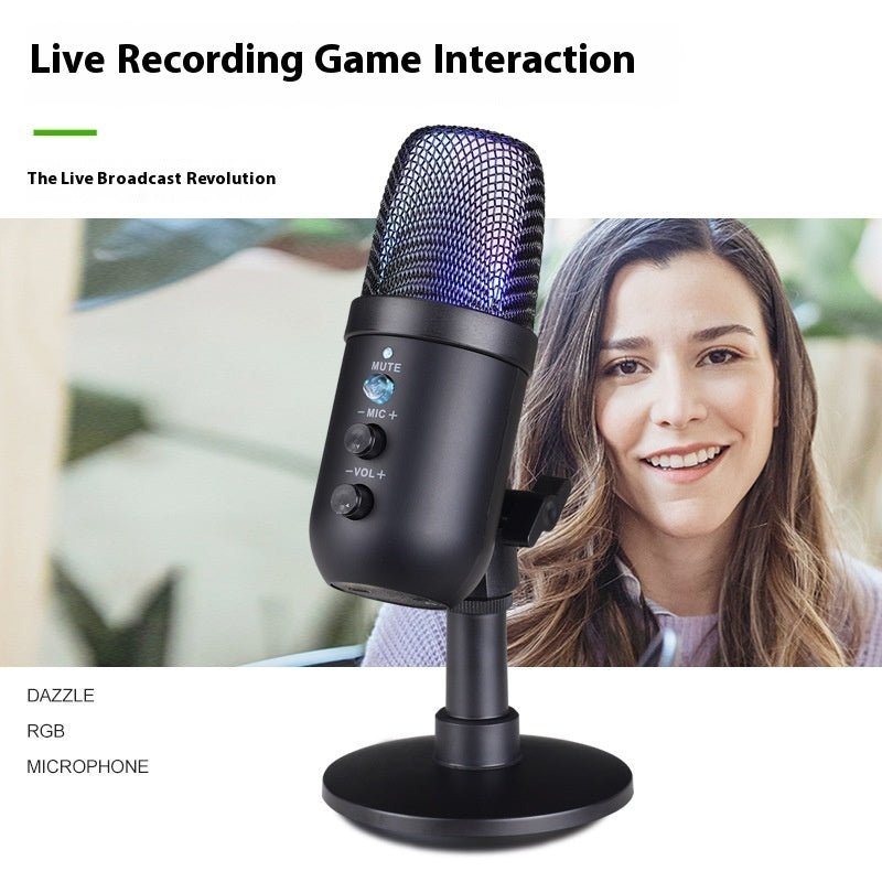 USB Microphone RGB Mobile Phone Computer Live Karaoke E - sports Games Microphone - Rios Future Shop