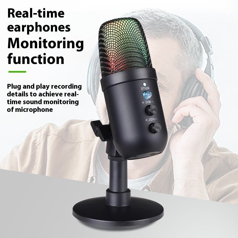 USB Microphone RGB Mobile Phone Computer Live Karaoke E - sports Games Microphone - Rios Future Shop