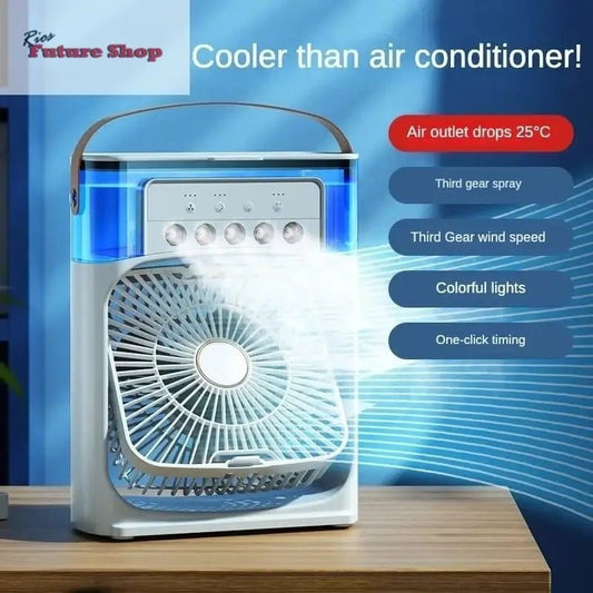 Ventilador de Aire Frío con Pulverizadores de Agua y Luz RGB - Rios Future Shop