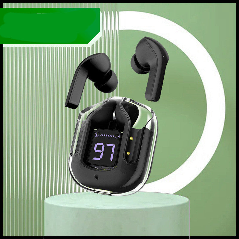 Novo Mini Transparente Sem Fio Bluetooth Headset Display Digital ENC Redução de Ruído Verdadeiro Desporto Música Sem Fio