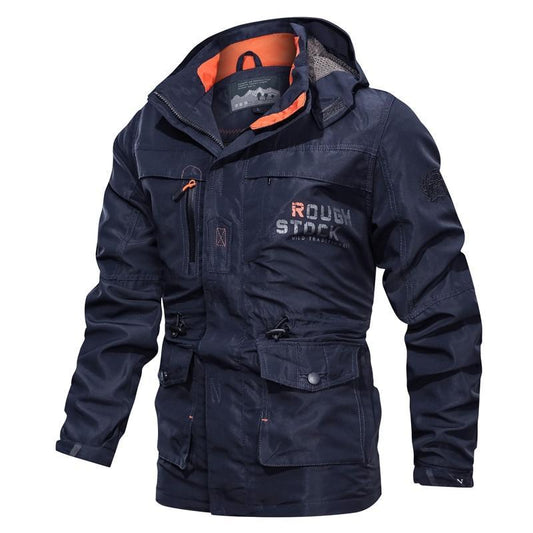 Men's cross-border mid-length casual outdoor hooded plus size men's coat spring and autumn