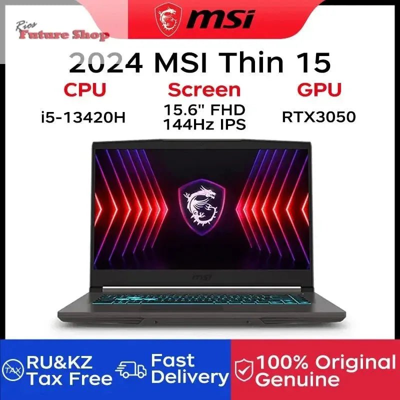 2024 msi fino 15 laptop para jogos 15.6 Polegada 2.5k fhd 144hz tela ips notebook i5-13420H 32gb 1tb rtx3050 computador netbook para jogos - Rios Future Shop