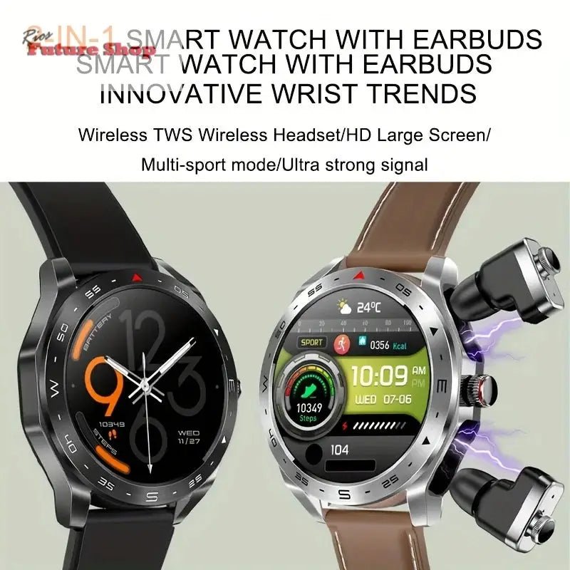 2024 New Smart Watch TWS 2-in-1 Bluetooth Earphones HIFI 9D Sound Quality Male and Female Health Exercise Tracker Smartwatches - Rios Future Shop