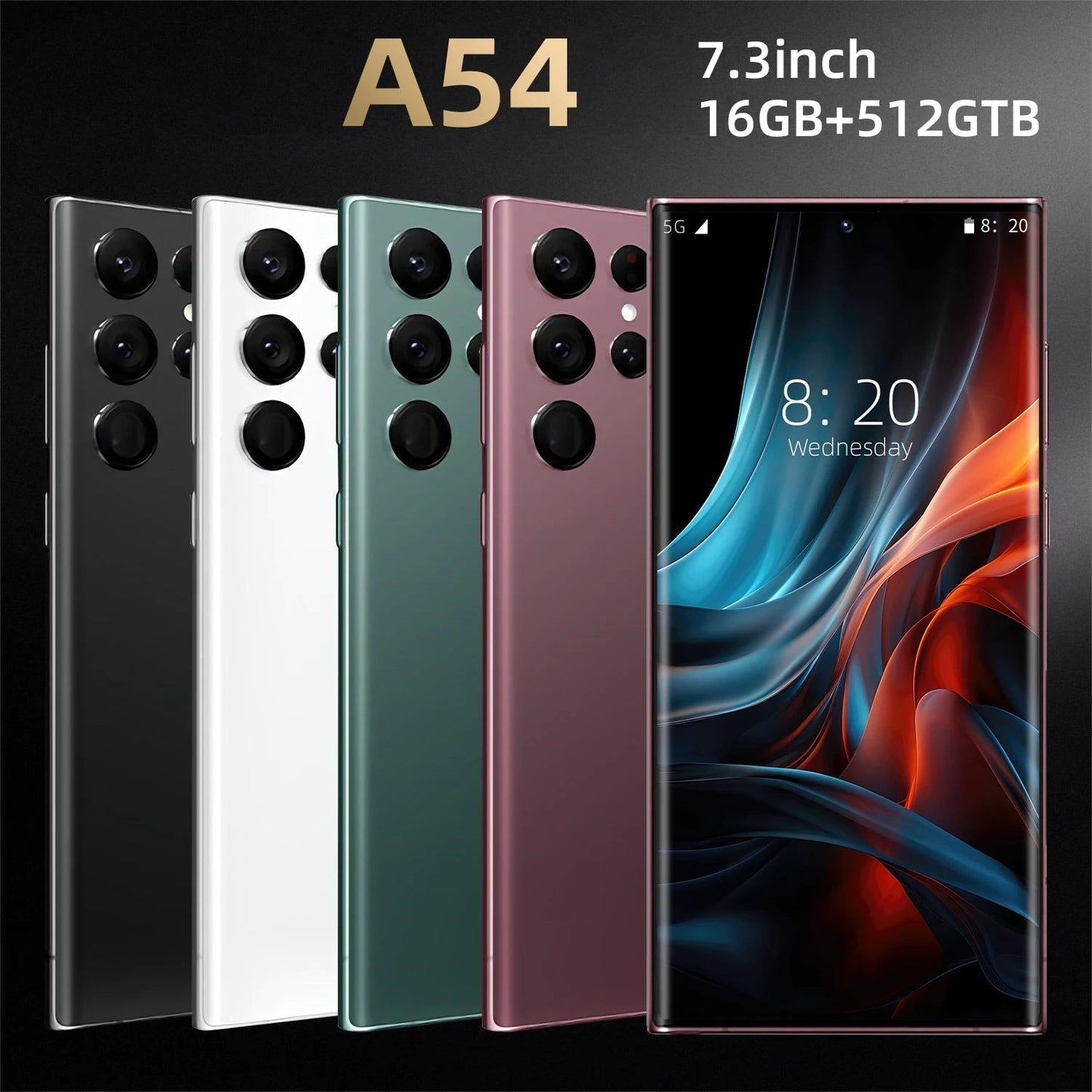 2024 new version original A54 5g mobile phone 6.8 inch 16Gb + 512Gb Android 13 smartphone dual-sec ten-core smartphone DSersALIBABA