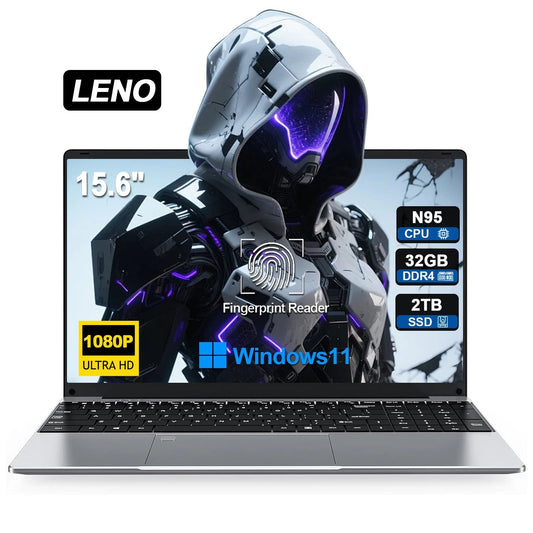 2025 NEW 15.6" Portable Laptop Intel N95 32GB DDR4 2TB SSD 7500mAh Windows11 Office Notebook Pc Gamer with Backlit Fingerprint DSers