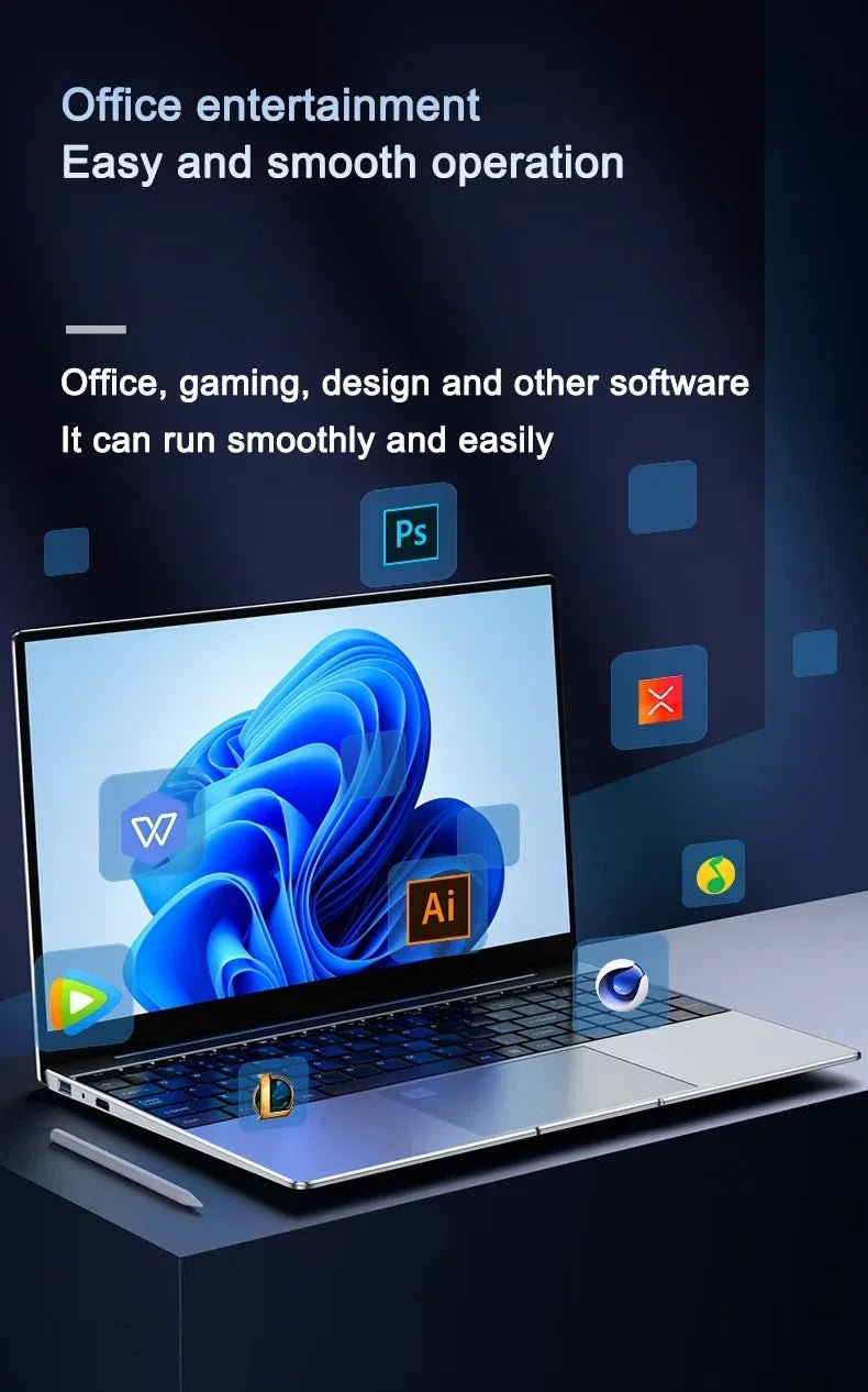 2025 NEW 15.6" Portable Laptop Intel N95 32GB DDR4 2TB SSD 7500mAh Windows11 Office Notebook Pc Gamer with Backlit Fingerprint DSers