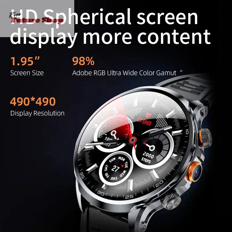 2025 novo relógio inteligente 4g android 1.95 polegada ips 360*360 tela com câmera 200w gps wifi 32gb rom smartwatch com bateria 1100mah - Rios Future Shop