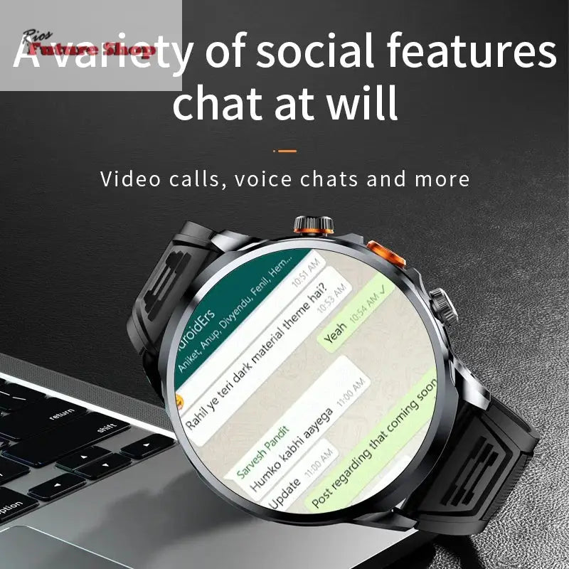 2025 novo relógio inteligente 4g android 1.95 polegada ips 360*360 tela com câmera 200w gps wifi 32gb rom smartwatch com bateria 1100mah - Rios Future Shop
