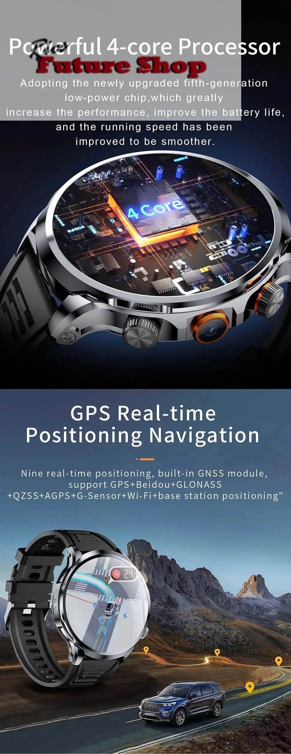 2025 novo relógio inteligente 4g android 1.95 polegada ips 360*360 tela com câmera 200w gps wifi 32gb rom smartwatch com bateria 1100mah - Rios Future Shop