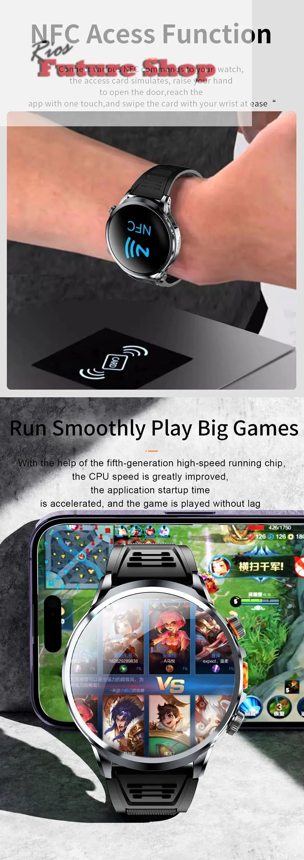 2025 novo relógio inteligente 4g android 1.95 polegada ips 360*360 tela com câmera 200w gps wifi 32gb rom smartwatch com bateria 1100mah - Rios Future Shop