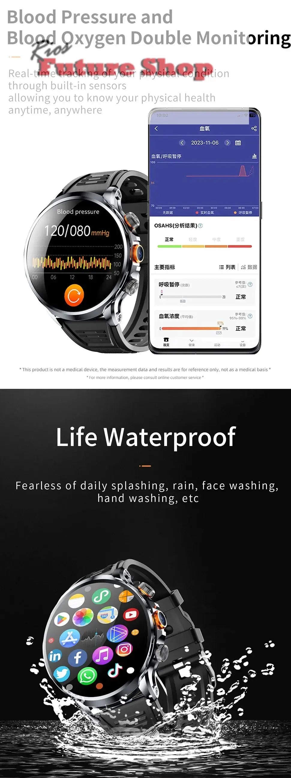 2025 novo relógio inteligente 4g android 1.95 polegada ips 360*360 tela com câmera 200w gps wifi 32gb rom smartwatch com bateria 1100mah - Rios Future Shop