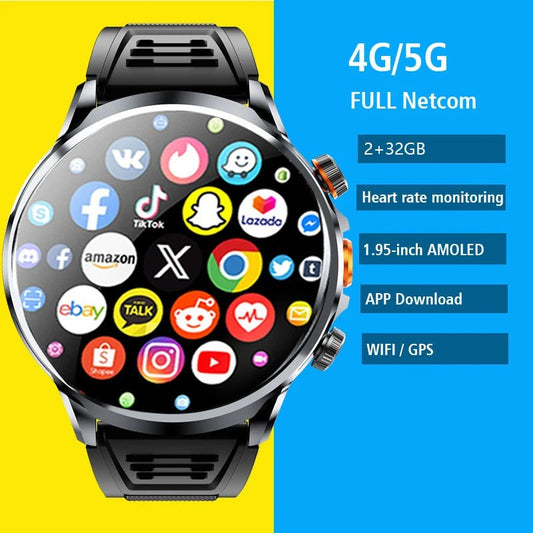 2025 novo relógio inteligente 4g android 1.95 polegada ips 360*360 tela com câmera 200w gps wifi 32gb rom smartwatch com bateria 1100mah DSersALIEXPRESS