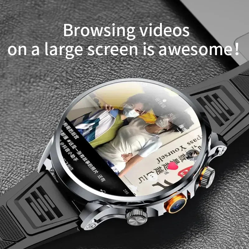 2025 novo relógio inteligente 4g android 1.95 polegada ips 360*360 tela com câmera 200w gps wifi 32gb rom smartwatch com bateria 1100mah - Rios Future Shop