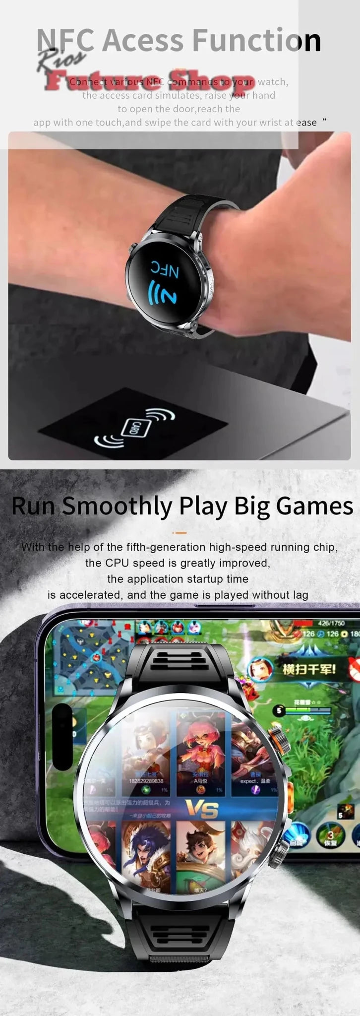 2025 novo relógio inteligente 4g android 1.95 polegada ips 360*360 tela com câmera 200w gps wifi 32gb rom smartwatch com bateria 1100mah - Rios Future Shop