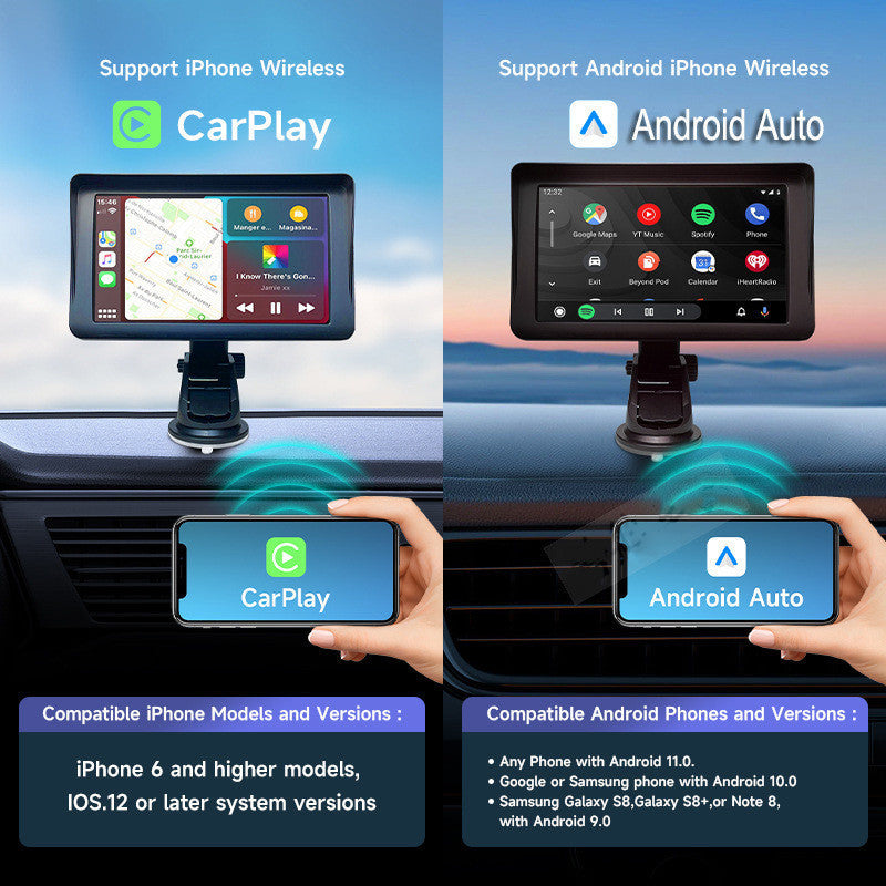 7 IPS Car Smart Screen Wireless Carplay Auto Telemóvel Tela de Projeção Navegação