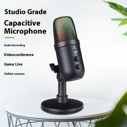 USB Microphone RGB Mobile Phone Computer Live Karaoke E-sports Games Microphone