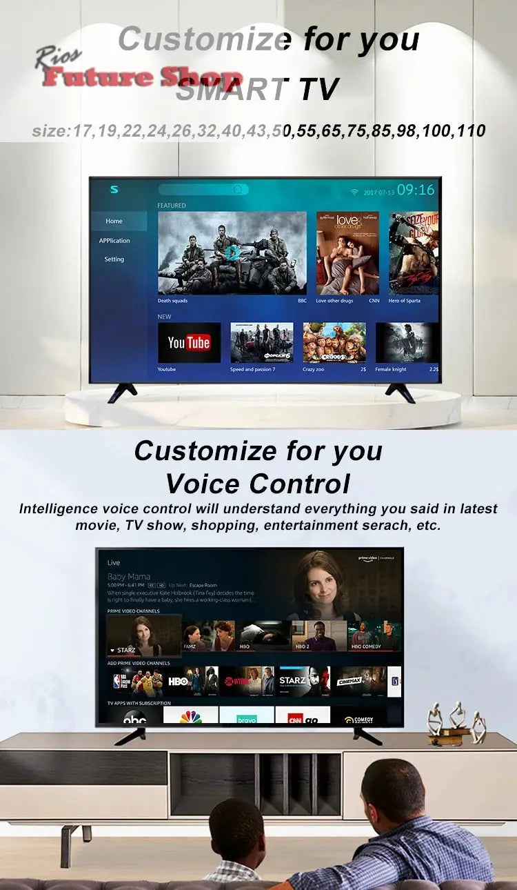 4K flat screen led tv smart 32" 40" 50" 55" 65" 43" smart tv screens televisions smart tvs - Rios Future Shop