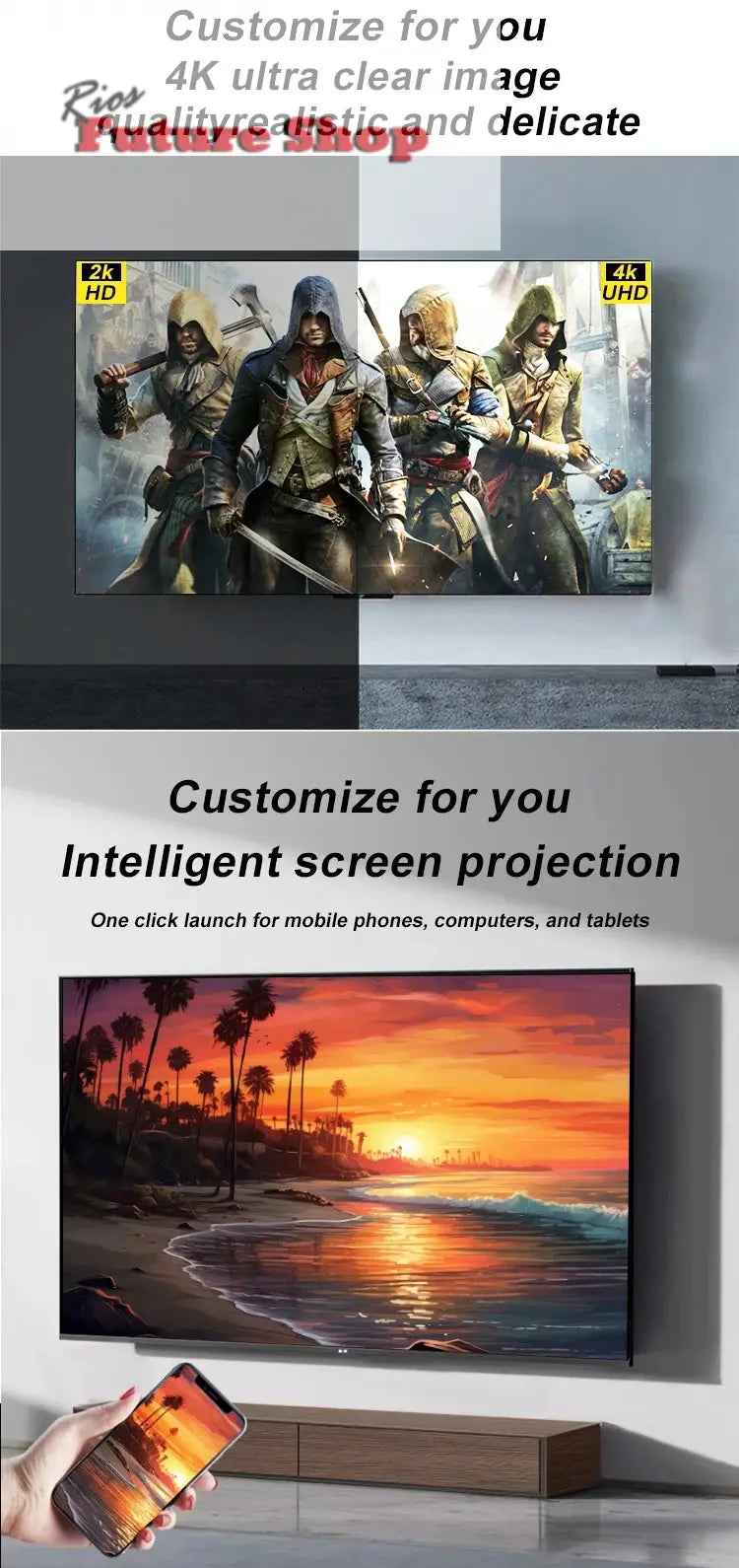 4K flat screen led tv smart 32" 40" 50" 55" 65" 43" smart tv screens televisions smart tvs - Rios Future Shop