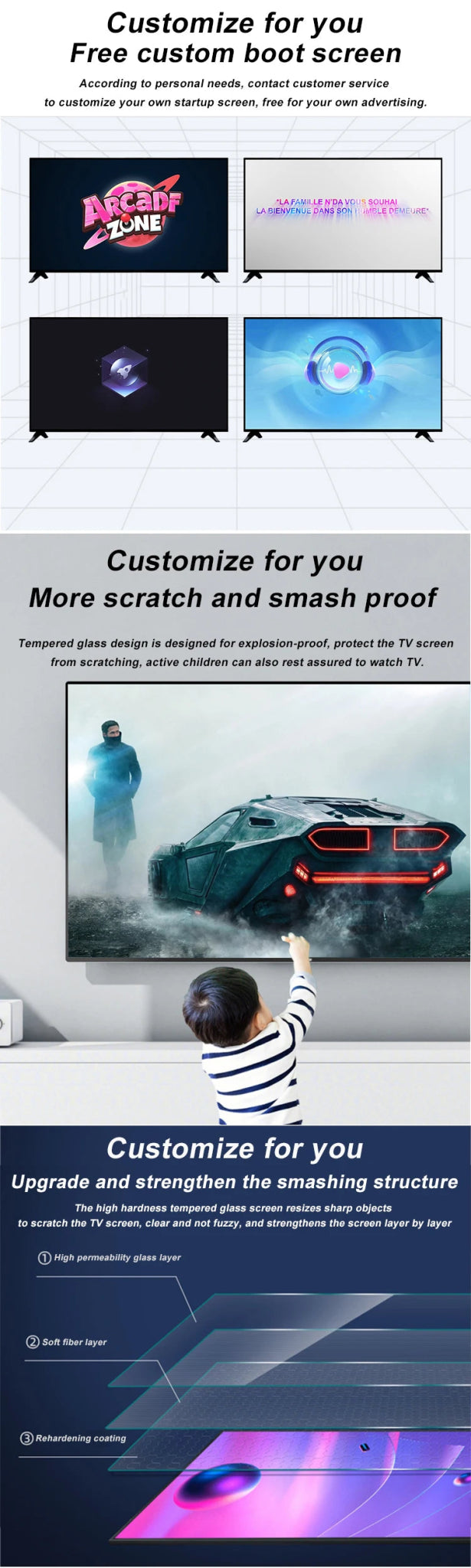 accept custom 4K android flat screen led tv smart 32 40 50 55 65 43 inch smart tv screens televisions smart tvs Rios Future Shop