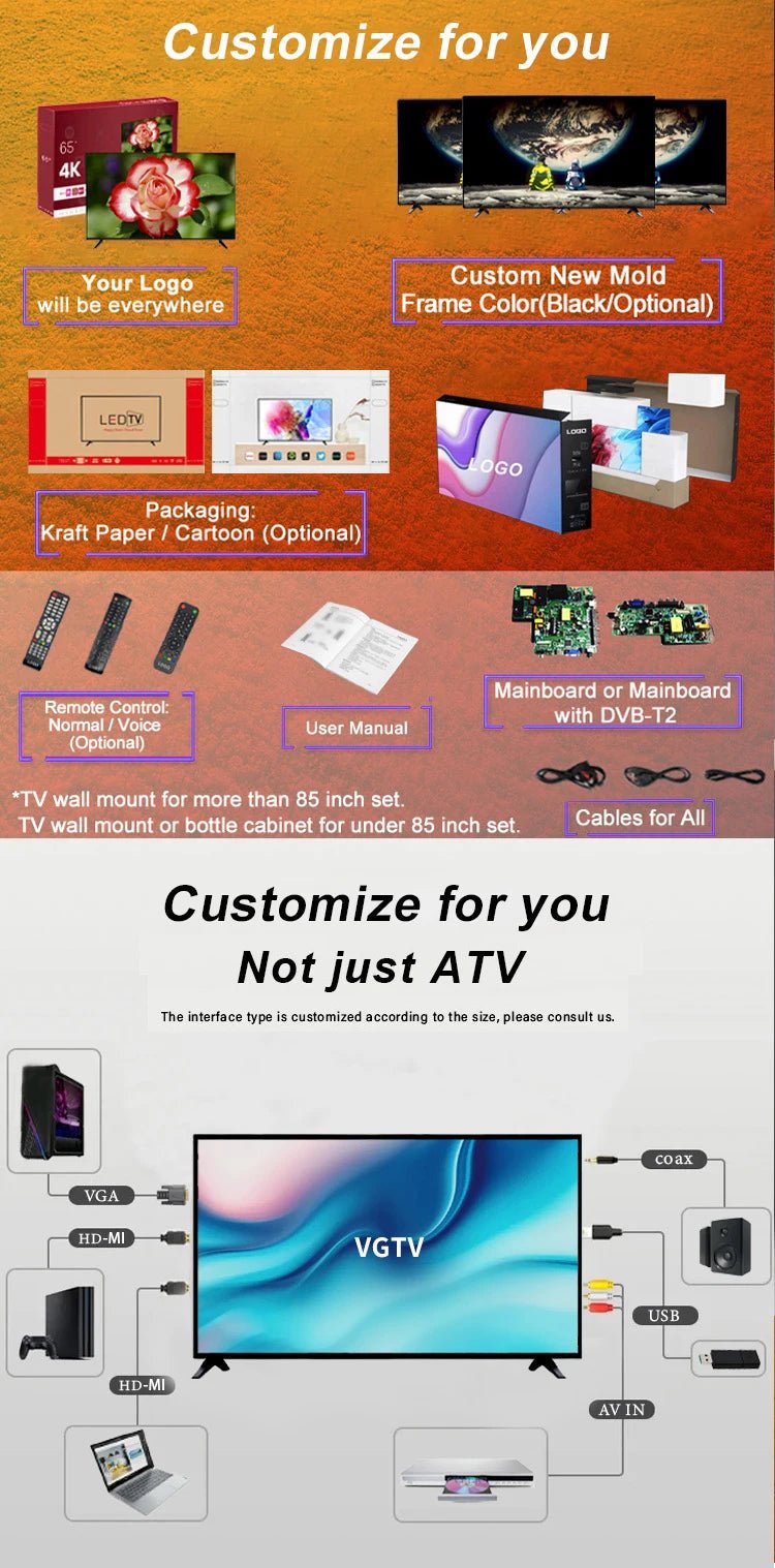accept custom 4K android flat screen led tv smart 32 40 50 55 65 43 inch smart tv screens televisions smart tvs Rios Future Shop