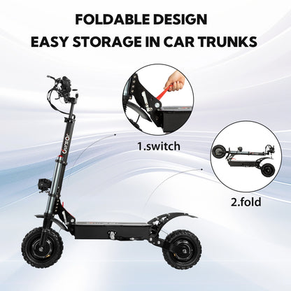 Electric Scooter With Seat, 6000W Power Dual Motor Top Speed 50MPH 60V 35Ah Battery 50 Miles Range, 11 Inch Off-Road Tires For Street Commuting And Limit Offroad