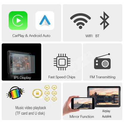 7 IPS Car Smart Screen Wireless Carplay Auto Telemóvel Tela de Projeção Navegação