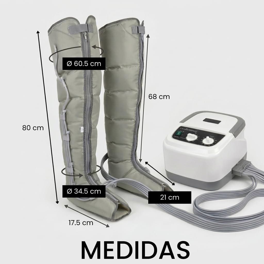 Edicare, Home Pressotherapy for Tired Legs and Feet, 6 Valves, Promotes Better Circulation, Lymphatic Drainage, Easy Use, Professional Efficiency (Device and Legs)