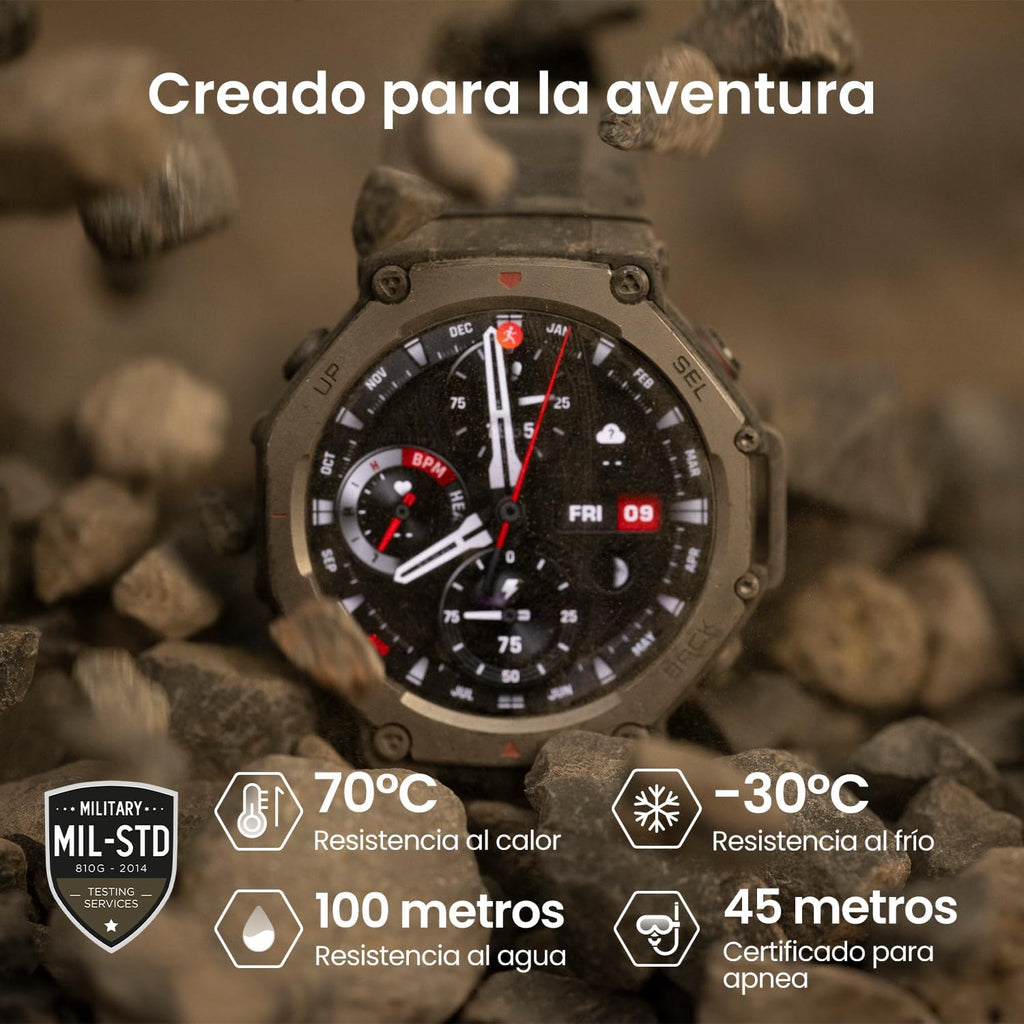 Amazfit T-Rex 3 Outdoor Smartwatch 48mm Pantalla AMOLED, Mapas & Navegación Offline, 6 Sistemas de Satélite GPS Doble Banda, 27 Días de Duración de Batería, Pago NFC, 170 Modo Deportes de Aventura