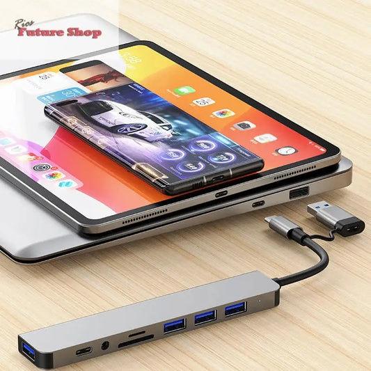 8 em 2 usb + tipo c hub docking station DSersUSA