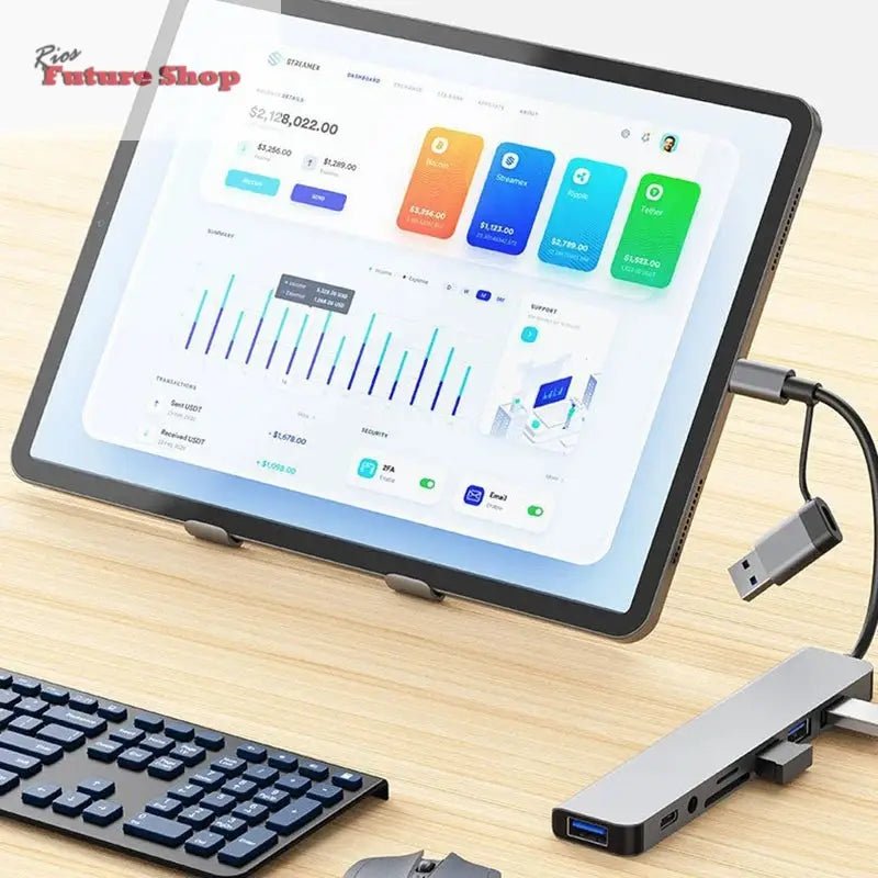 8 em 2 usb + tipo c hub docking station - Rios Future Shop