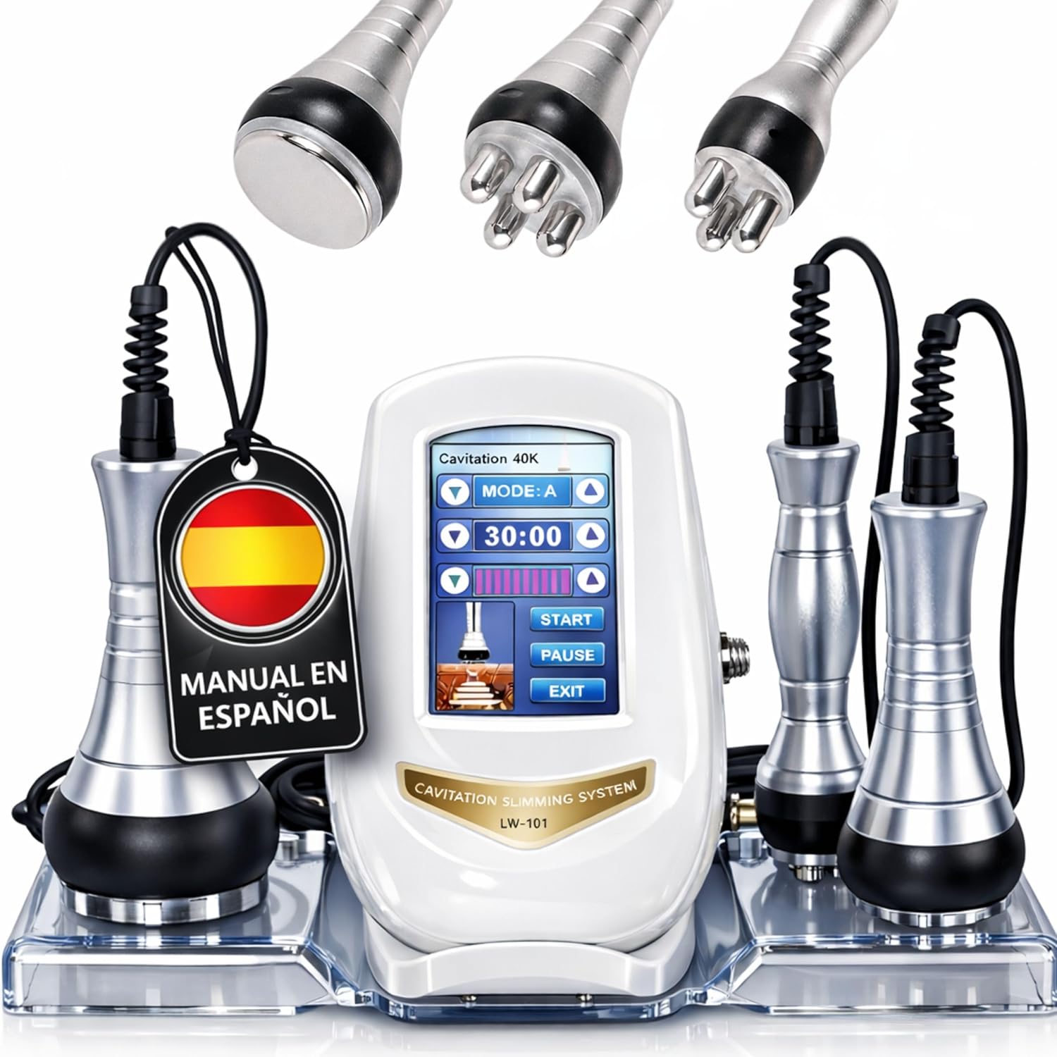 Radio Frequency Facial and Body - Cavitation and Radio Frequency Apparatus 3 in 1 - Professional Massager at Home - Anti Sagging Firming Facial Massager - Machine with 40 Khz and 3 Heads