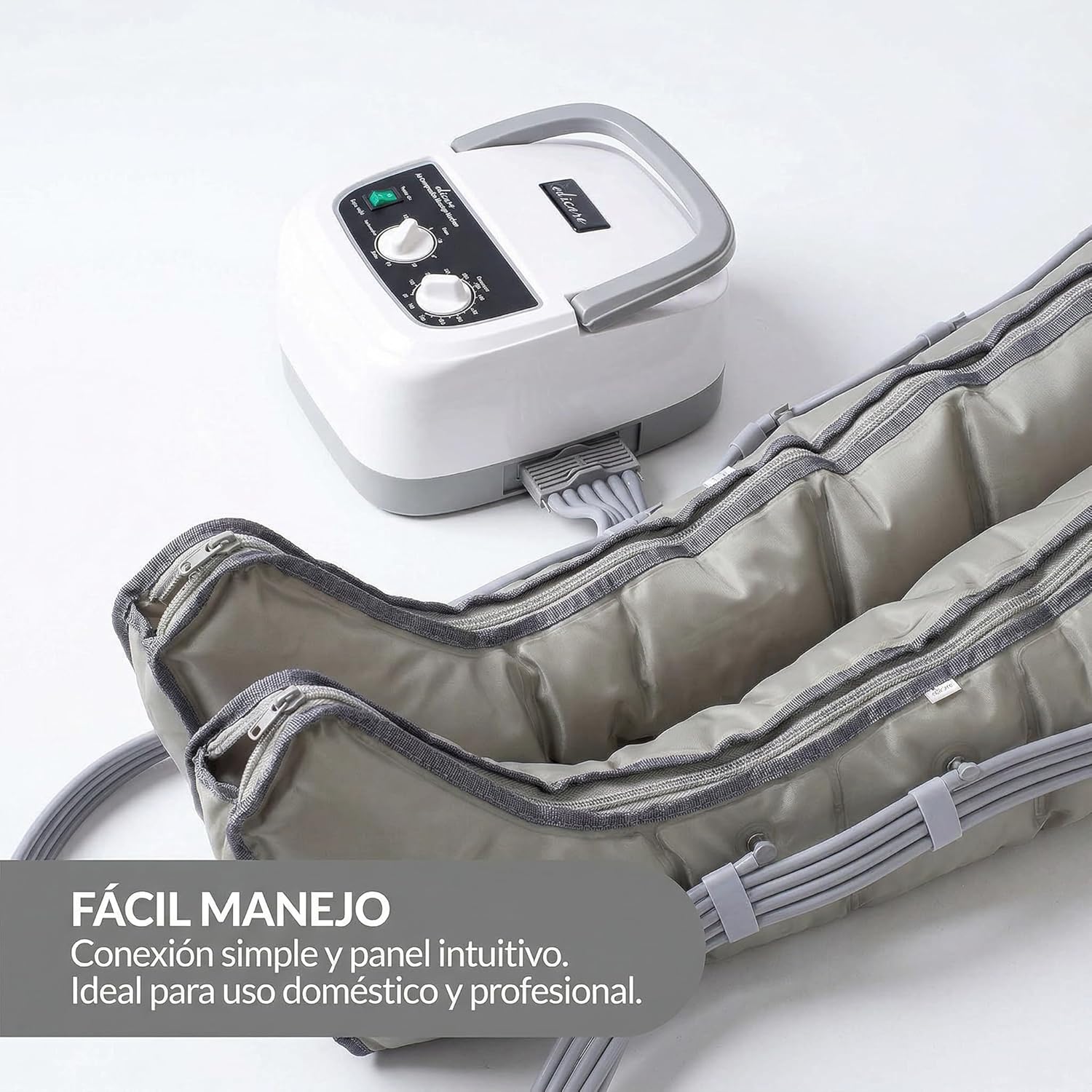 Edicare, Home Pressotherapy for Tired Legs and Feet, 6 Valves, Promotes Better Circulation, Lymphatic Drainage, Easy Use, Professional Efficiency (Device and Legs)