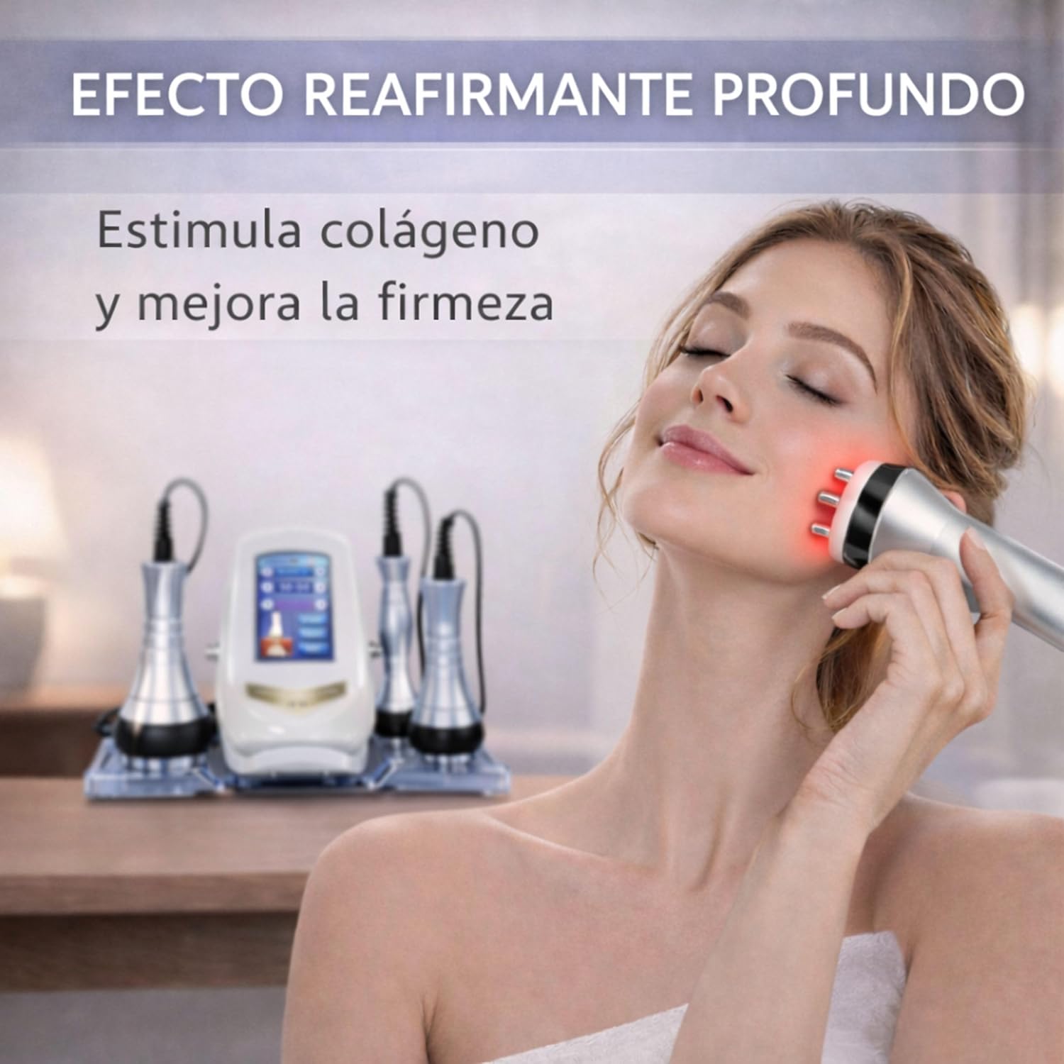 Radio Frequency Facial and Body - Cavitation and Radio Frequency Apparatus 3 in 1 - Professional Massager at Home - Anti Sagging Firming Facial Massager - Machine with 40 Khz and 3 Heads