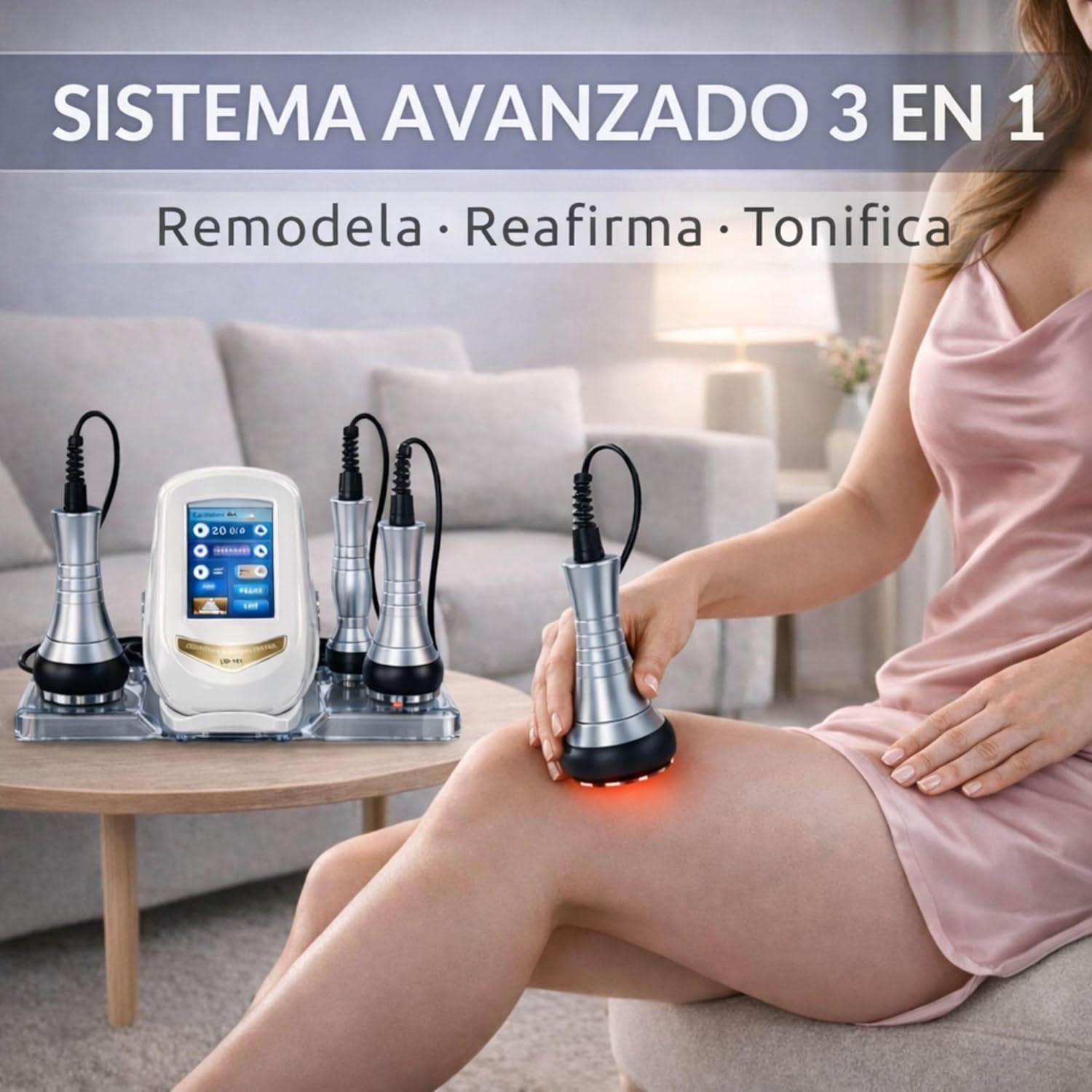 Radio Frequency Facial and Body - Cavitation and Radio Frequency Apparatus 3 in 1 - Professional Massager at Home - Anti Sagging Firming Facial Massager - Machine with 40 Khz and 3 Heads