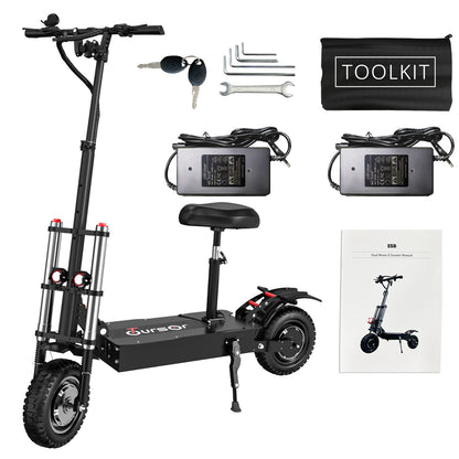 Electric Scooter With Seat, 6000W Power Dual Motor Top Speed 50MPH 60V 35Ah Battery 50 Miles Range, 11 Inch Off-Road Tires For Street Commuting And Limit Offroad