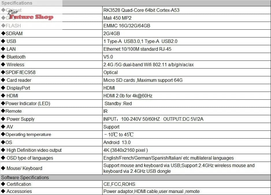 BOX TV WiFi6 Bluetooth 8K X88 PRO 13 - Rios Future Shop