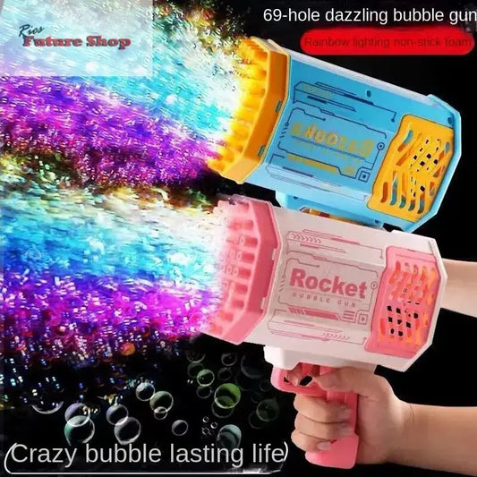 Bubble Gun Kids Toys Rocket 69 Holes - Rios Future Shop
