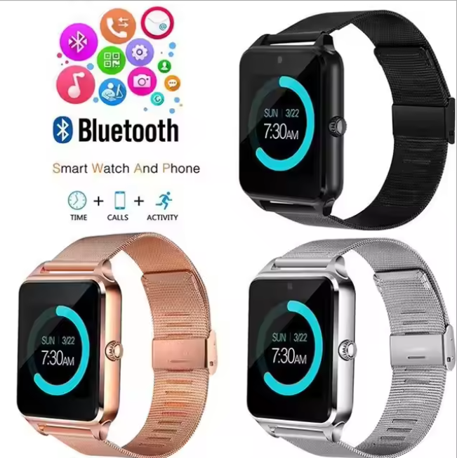 Z60 com pulseira de metal relógio inteligente e com câmera android