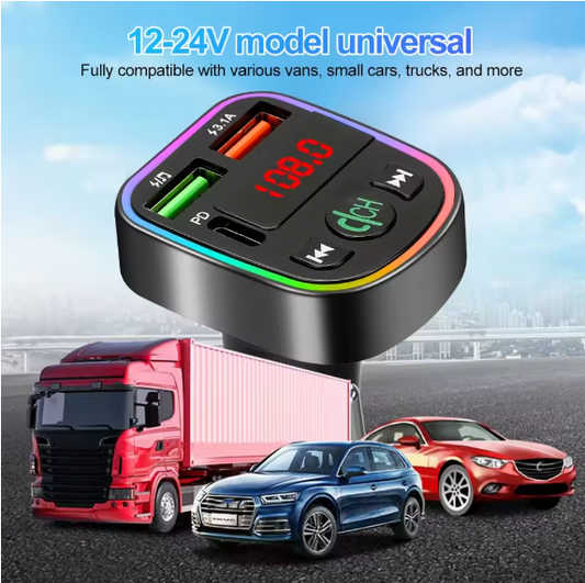 Hands-Free FM Transmitter Car Aux Modulator Radio MP3 Player with Fast Charging Adapter Auto Accessories