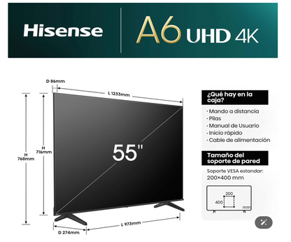 TV Hisense 55A6N - UHD 4K